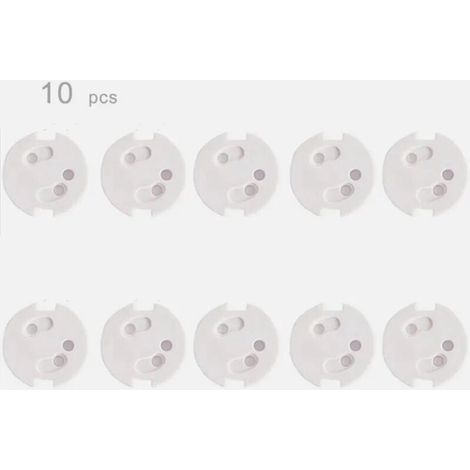 Protections de prises pour enfants - Protection de prises à trois broches - Lot de 10 - Blanc (1/5)