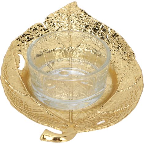 Porte-bougie en métal doré à la feuille, support pour bougie, décoration de bureau pour Noël, ornement de fête (1/5)