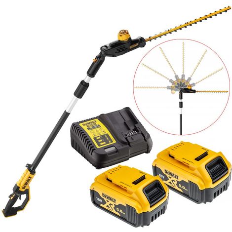 Dewalt DCMPH566P2 18v XR Brushless Pole Hedge Trimmer 55cm Long Reach 3.35m 5ah (1/4)