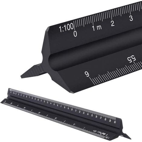 Équerre, équerre d'ingénieur en aluminium, échelles 1:100, 1:200, 1:250, 1:300, 1:400, 1:500 (1/5)