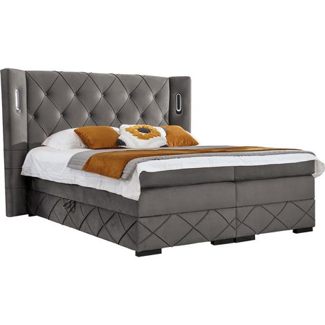 Cama continental Historia, Kameleon 92, Doble, Continental, 200x200, Tapiz, Somieres, 248x212x138cm, LED (1/5)