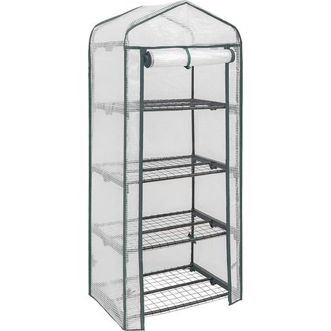 WOLTU Serre de Jardin PE, Serre pour légumes avec Porte, Blanc, 69x49x158cm (1/4)