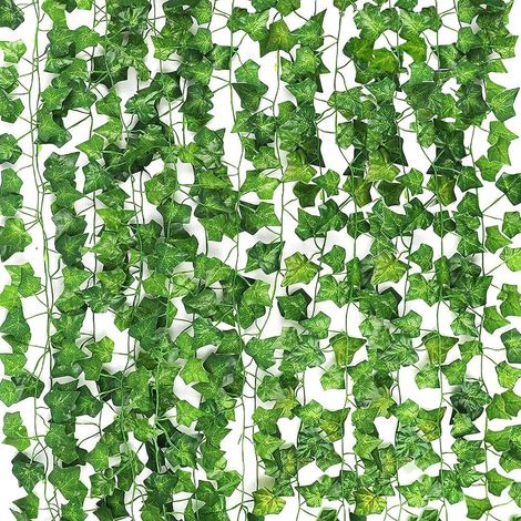 Lot de 14 guirlandes de feuilles de lierre artificielles à suspendre pour mariage fête jardin décoration murale (1/4)