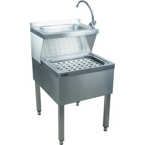 Lave-mains inox - 500x690x850mm - Avec mélangeur - Étagère - MONA - Saro