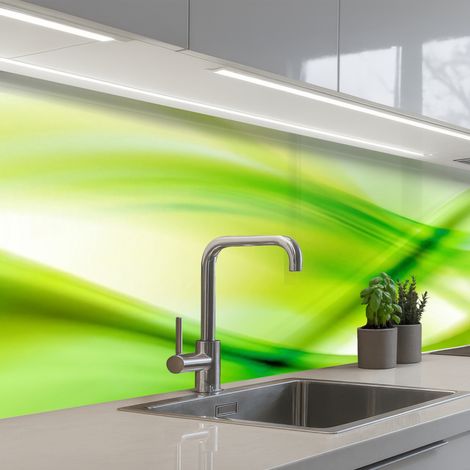 SCHIENALI CUCINA Onde - Astratto - Verde 400x60 cm (1/5)