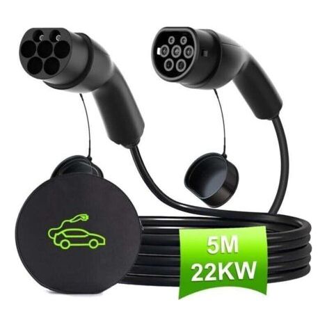 Câble de recharge pour véhicule électrique, câble de recharge rapide Mode 3 Type 2 vers Type 2, câble de recharge pour véhicule électrique 22 kW 32 A 5 m, câble de recharge triphasé Type 2