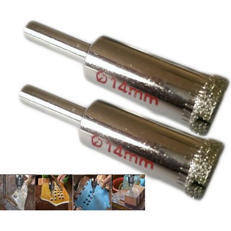 KIT 2 FRESA A TAZZA DIAMANTATA Ø 14 mm PER VETRO, MARMO, CERAMICA E VETRORESINA