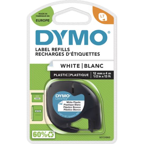 Nastro per etichettatrice dymo letratag testo nero su etichetta bianca rullo da 4m - s0721660