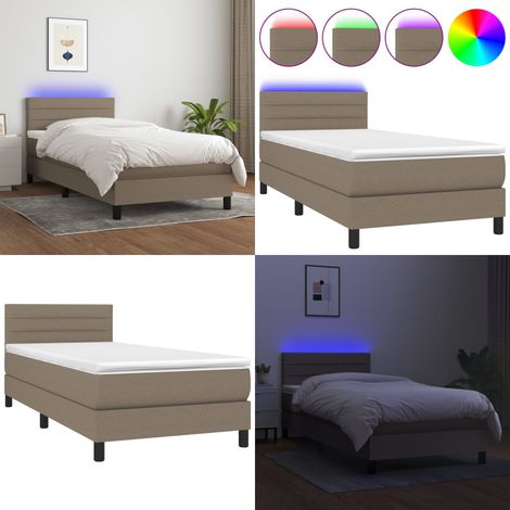 Boxspringbett mit Matratze & LED Taupe 100x200 cm Stoff - Boxspringbett - Doppelbett - Schlafsofa - Lattenrost - Bettrahmen - Home & Living (1/5)