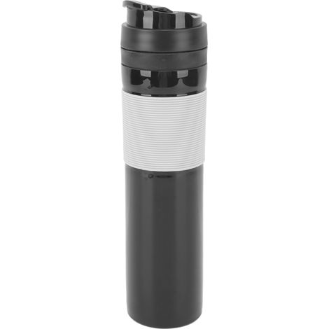 Cafetière de voyage portable à piston, étanche, 300 ml, noire, idéale pour les déplacements. (1/5)