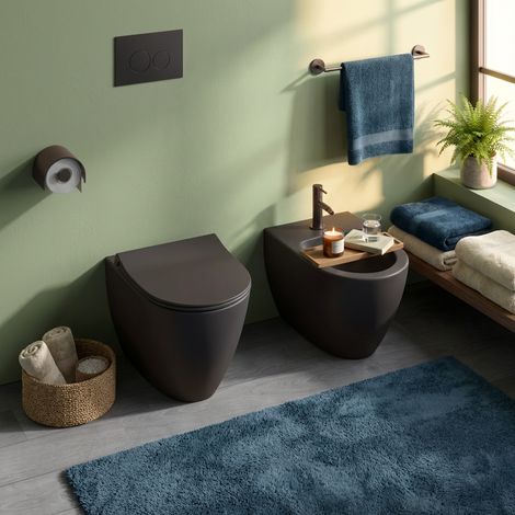 WC filomuro Sento con sedile softclose incluso - Colore: Nero opaco