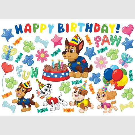 Sticker - Pat' Patrouille : Joyeux anniversaire au gâteau de Chase - 42,5x65 cm