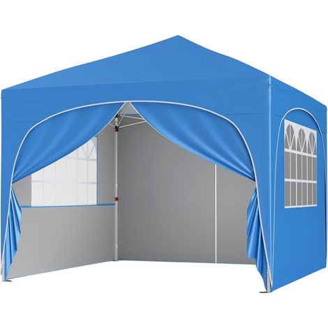 Tenda a baldacchino pop-up 3x3 m, 4 pareti rimovibili, blu