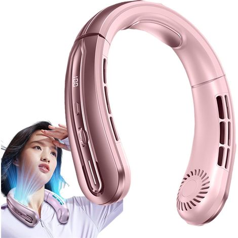 Ventilateur de cou USB portable sans pales, mini ventilateur rechargeable, silencieux, affichage numérique LED, refroidisseur d'air électrique (1/5)