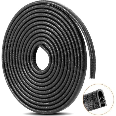 5M Car Door Edge Guards U Shaped Rubber Car Door Protector Anti-Collision Protect (Black)