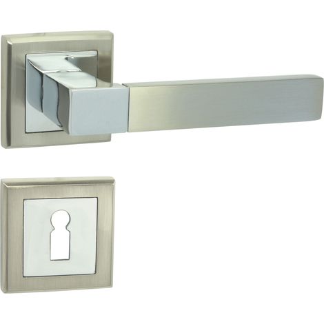 DOMINO Poignée de porte REAL-QR M6/M9 Chrome/Nickel BB Poignée avec rosace BB pour clé Chrome/nickel brillant (1/5)