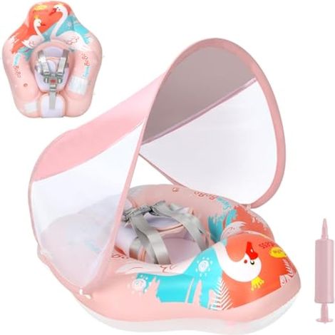 Flotteur bébé gonflable avec auvent solaire, taille améliorée, jouet de piscine pour enfants 3-36 mois (1/5)