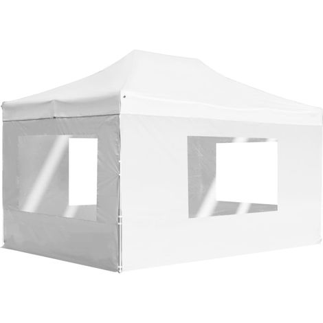 Profi-Partyzelt Faltbar mit Wänden Aluminium 4,5×3m Weiß