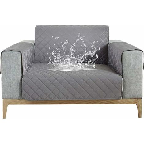 Housse de Canapé Imperméable Revêtement de Canapé Protege Canape avec Accoudoirs (Gris, 1 Place) (1/5)