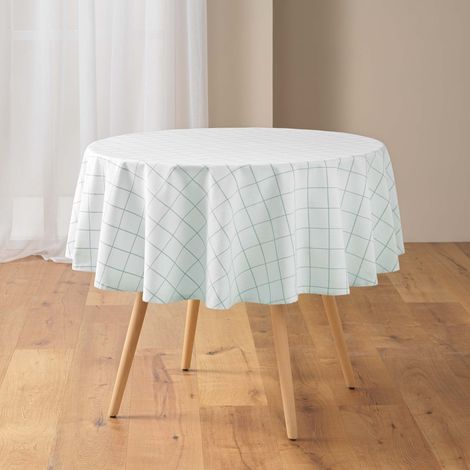 Nappe Ronde Tissée à Carreaux "Axel" 180cm Vert Sauge