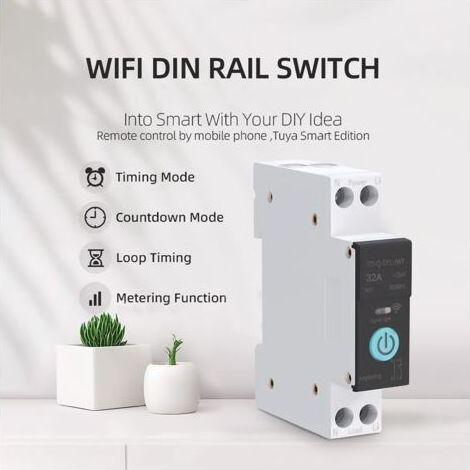 Jeffergarden Smart WiFi-Schalter, Haussicherungen, Fernbedienung per Mobiltelefon, 3 Synchronisierungsmodi für Haushaltsgeräte (32A) (1/5)