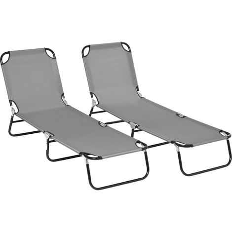 Ensemble de 2 transats de jardin, réglable, charge max 120 kg, pour jardin et terrasse, chargeable-Mi, jusqu’à 120 kg, format pratique