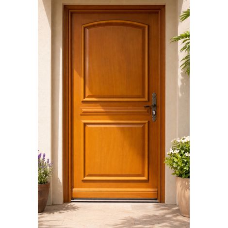 Porta d'ingresso in legno pieno Garnier, H.215xL.90 cm, lato tavolo P. sinistra, GD MENUISERIES