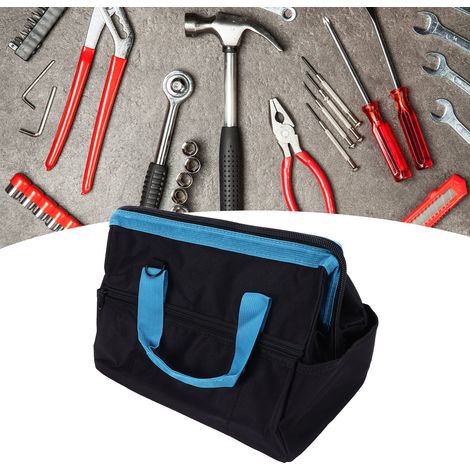 Sac à outils en toile, large ouverture, côtés souples, convient aux plombiers, électriciens, charpentiers et artisans, 16 pouces. (1/5)