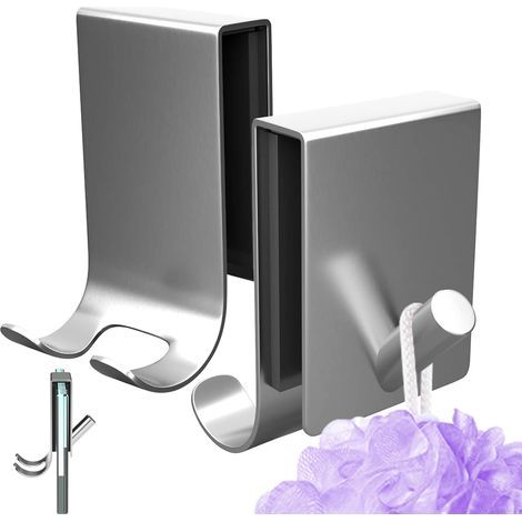 Shower Enclosure Hooks, Shower Hook, Shower Door Hooks, Wall-Mounted Shower Enclosure Hook, Door Hooks for Frameless Glass Shower Doors (1/5)