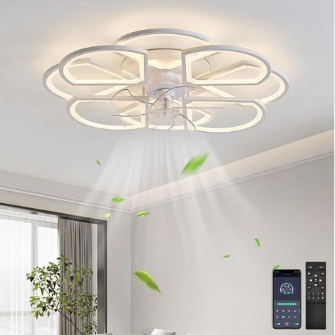 Ventilateur de plafond avec lumières, ventilateur de lustre LED à intensité variable de 80 cm avec télécommande et application, 6 vitesses de vent (1/5)