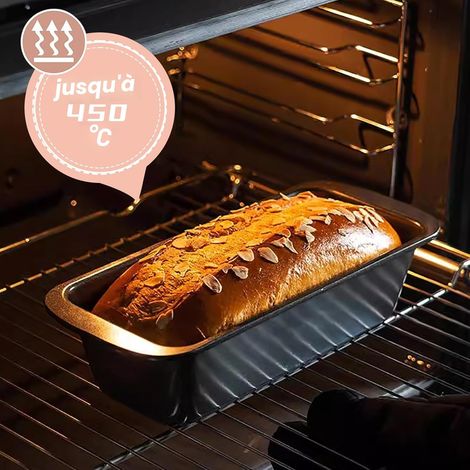 Ensemble de 2 moules à pain en acier inoxydable, petit moule à gâteau rectangulaire de 19 x 9 x 6 cm en acier au carbone avec revêtement antiadhésif, adapté au four, à la friteuse à air chaud et au gr (1/5)