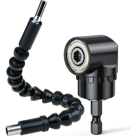 Extension de foret flexible de 300 mm et visseuse d'angle de 105 °, porte-embout d'angle multifonction avec support magnétique 1/4", adaptateur pour percer un espace étroit (1/5)