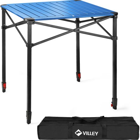 VILLEY Table de Camping Pliante, Table de Pique-Nique Pliable en Aluminium, Table Extérieure Portable avec Sac de Rangement, Table Pliante à Hauteur Réglable pour Randonnée Cuisine Jardin Plage, Large