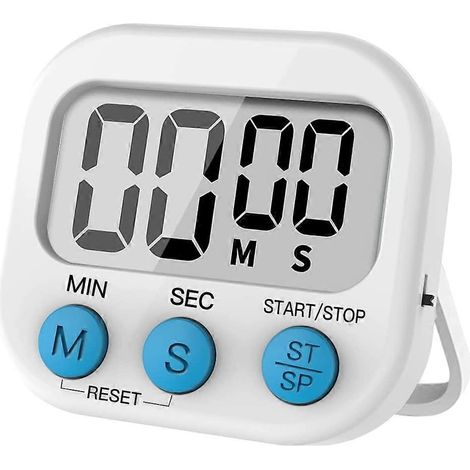Minuteur de cuisine magnétique avec compte à rebours, grand écran LCD numérique, alarme sonore, support arrière, fonction chronomètre et compte à rebours. (1/5)
