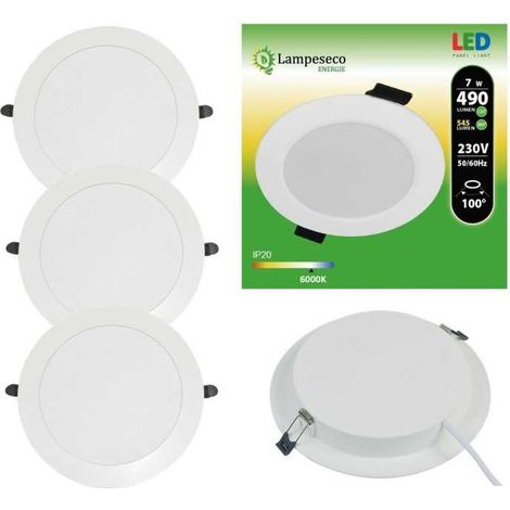 Lot de 3 Spot Encastrable LED Downlight Panel Extra-Plat 7W Blanc Froid 6000K (1/4)