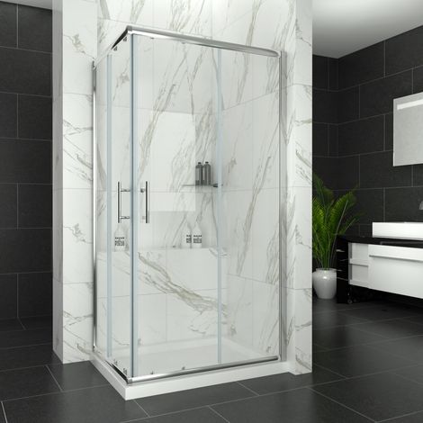 ELEGANT Shower Door Corner Entry Shower Cabin 6mm Tempered Glass Shower Enclosure 900 x 700 mm