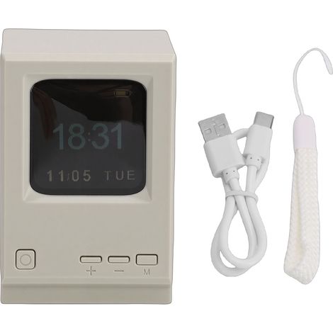 Enceinte Bluetooth Rétro PC Horloge Numérique Portable Rechargeable USB Design Vintage Compacte ABS 281g pour Bureau (1/5)