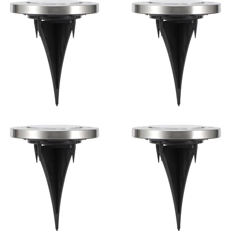 Lot de 4 lampes solaires enterrées à 8 LED, étanches, pour jardin, terrasse, allée et pelouse. (1/5)
