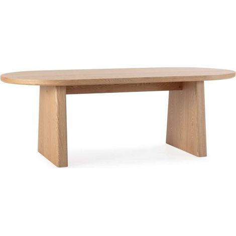 Mesa para comedor ovalada fija Md-Larisa acabado natural, 220cm(ancho) 76cm(altura) 100cm(fondo). (1/5)