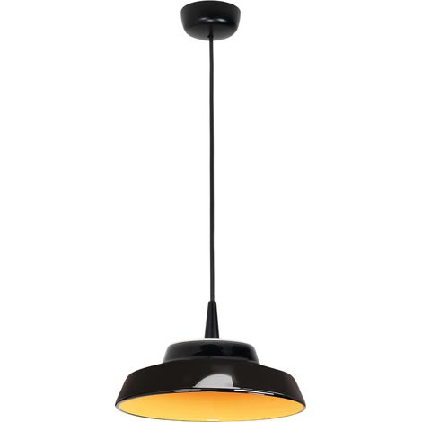 Lampada a sospensione Circus Black Ø 24 cm in ceramica artigianale giallo oro, LED 8W 3000K, dimmerabile TRIAC, design moderno per interni IP40 (1/3)