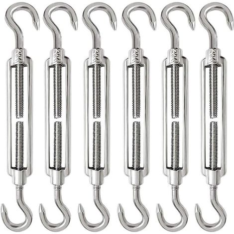 6 Pièces Tendeur Cable M6 Tendeur Cable Inox 304 Réglable Crochet de Ridoir et Crochet pour Tendeur de Fil Cable Acier Corde Crochet Tendeur (1/5)