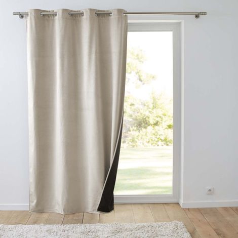 Rideau Isolant Velours "Polarchic" 140x260cm Sable (1/4)