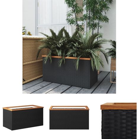 Terrasse - vidaXL Pflanzkübel Schwarz 80x40x40 cm Poly Rattan - Garten (1/5)