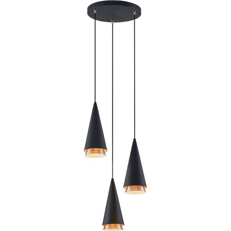 [NEUWERTIG] B-Ware Lucande Naoh Hängeleuchte Rondell Hängelampe Lampe Leuchte 3 Flg. E27 Schwarz151 (1/5)
