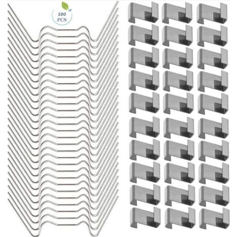 YMYNY 100 PCS Clips de serre pour verre, Clips de fenêtre de serre en acier inoxydable Accessoire pour serre(50 PCS 304 Clips de fil en acier inoxydable W, 50 PCS de chevauchement en acier inoxydable (1/4)
