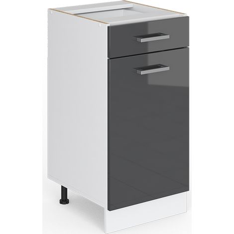 Mobiletto base per cucina R-Line, Antracite lucido, 40 cm senza piano di lavoro, Vicco