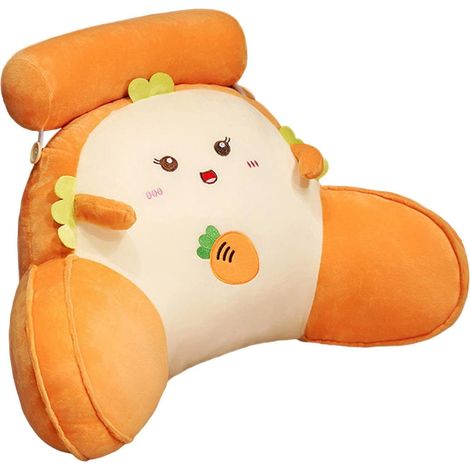 Cojín de lectura de felpa para respaldo de silla, con reposabrazos y almohada para el cuello desmontables, cojín de soporte lumbar adorable, ideal para ver la televisión, apto para novio, niños, espos