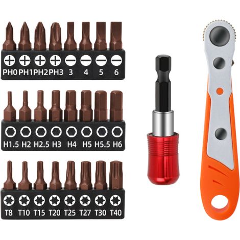 Cliquet Tournevis Magnétique, 1/4" à Couple Elevé, Tournevis Décalé Réversible à Cliquet, Outils de Réparation de Poche Multifonctions (1/5)