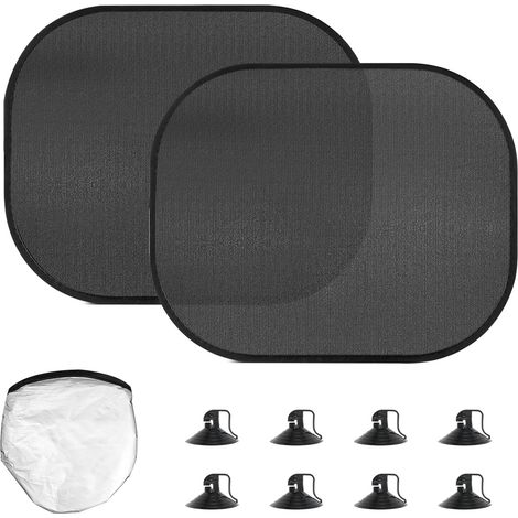 2 Pcs Pare Soleil Voiture Bébé Ventouse, 44 x 37 cm Protege Soleil Voiture Bebe, Pare-soleils Auto avec Protection UV, Paresoleil de fenêtre de Voitures avec 8 ventouses (1/5)
