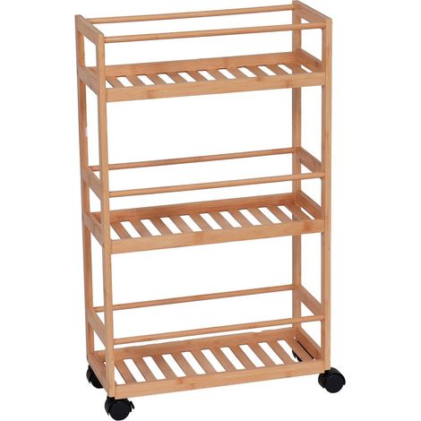Credenza in bambù su rotelle con 3 ripiani - bambù - Tendance